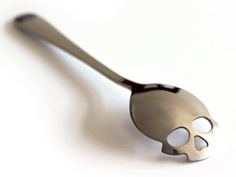 Cafurty 2 PCS Stainless Steel Spoons Skull Sugar Spoon Tea and Coffee Stirring Spoon - Silver - Image 2